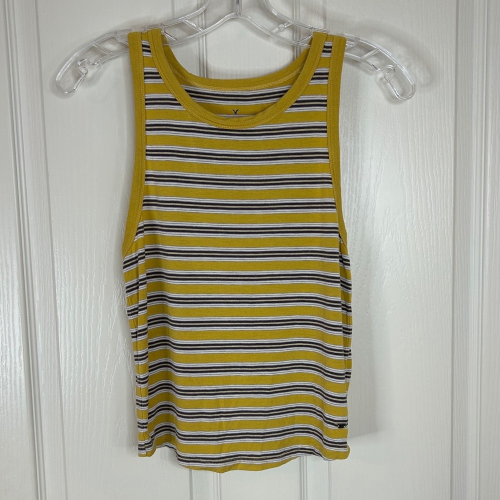 American Eagle Outfitters Tank Top Striped Yellow Brown White‎ Sleeveless